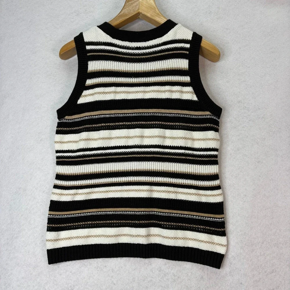Torrid Black White Striped Lace Up‎ Knit Sweater Vest Womens 2X Dark Academia